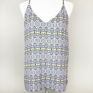 H&m Sleeveless Blouse white patterned sheer fabric